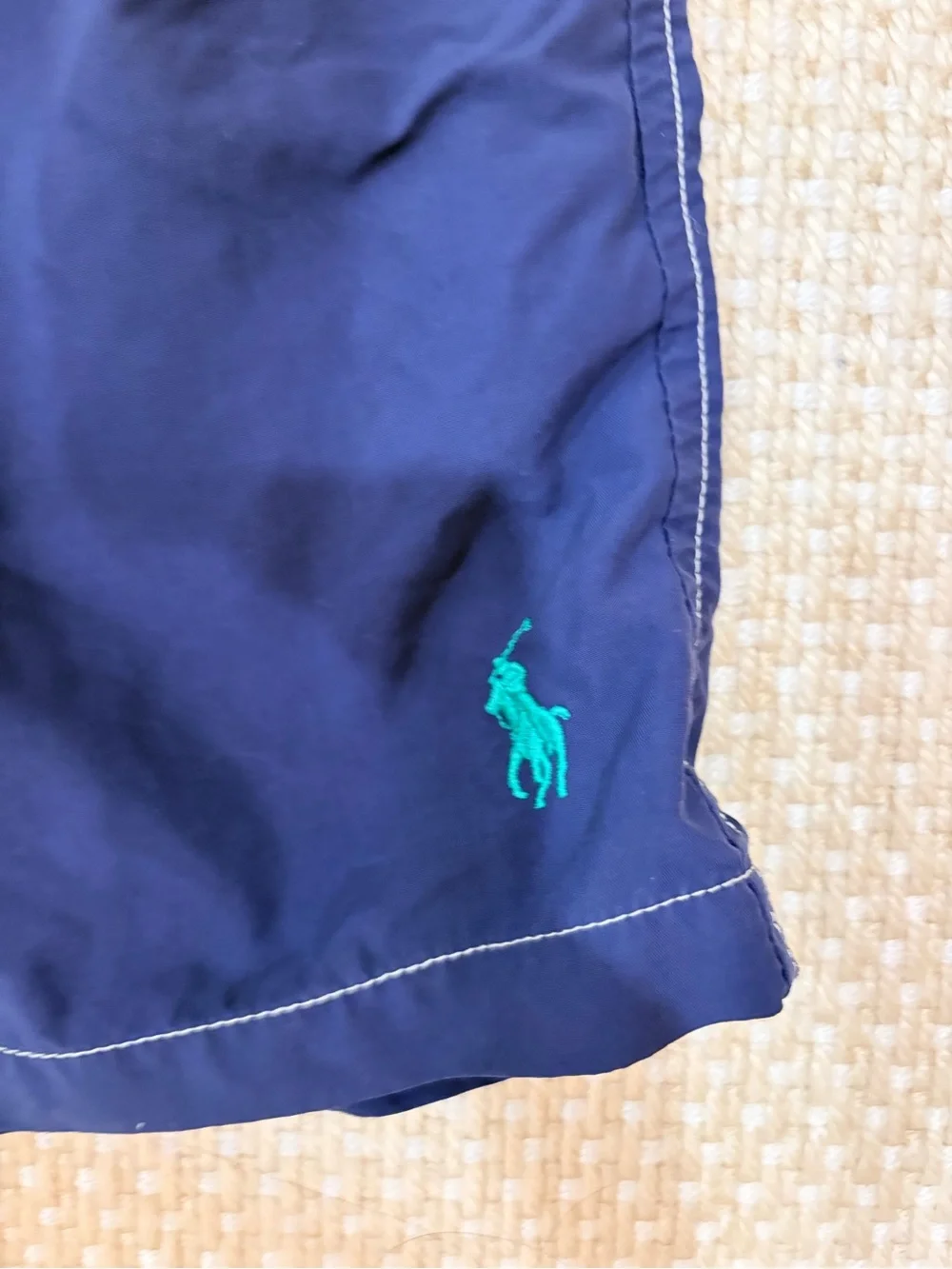 Polo by Ralph Lauren Navy Swim Trunks with White Piping - 5” inseam